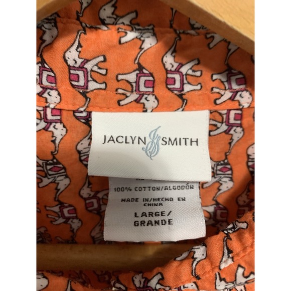 Funky Women's Orange 3/4 Sleeve Elephant Print Lightweight Blouse Large Casual - Picture 5 of 8